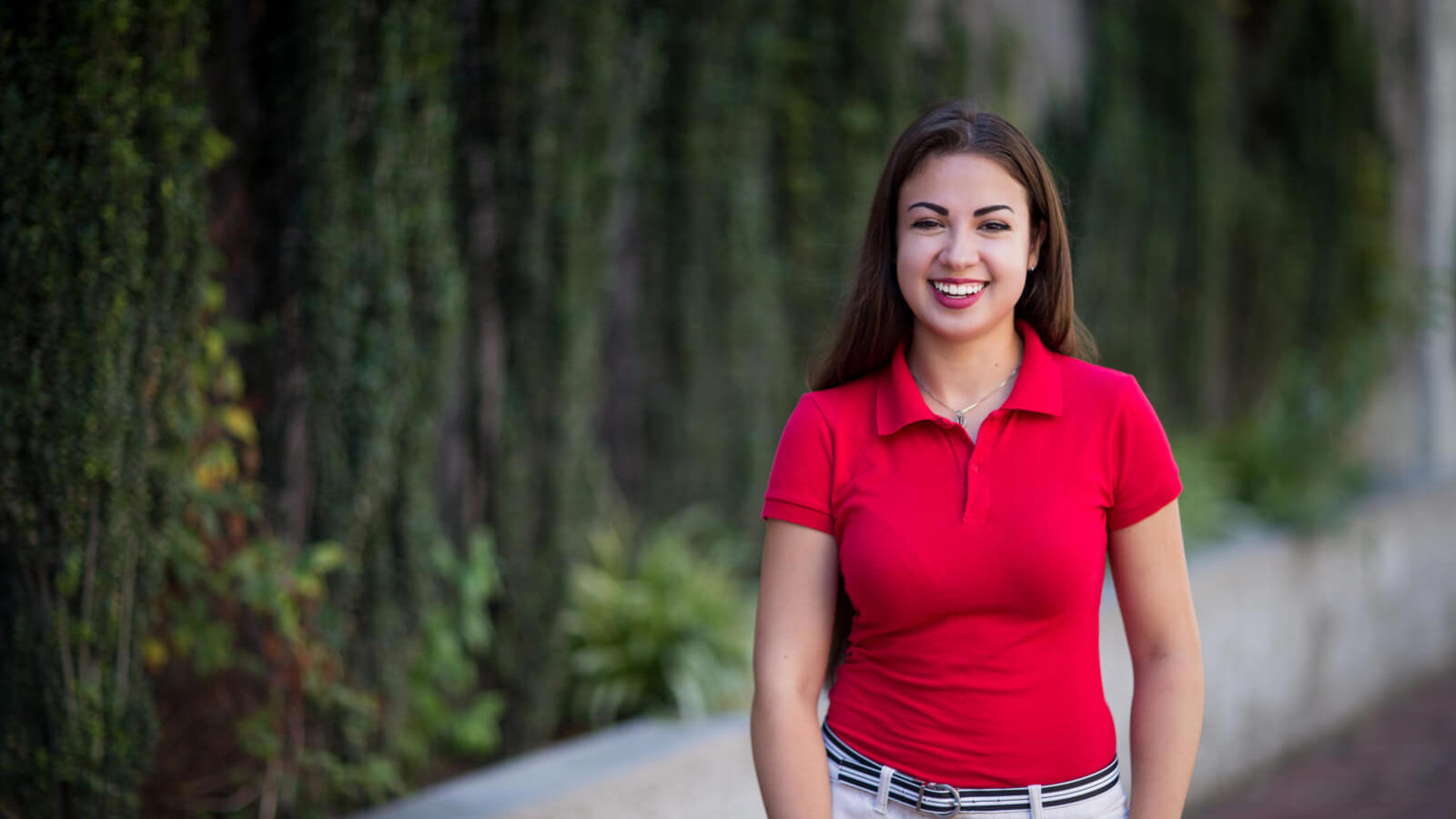 a woman smiling at camera