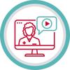 a logo of a video chat